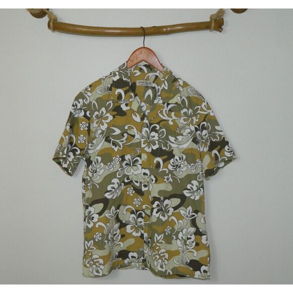 Koko Head Other - Koko Head Shirt Brown Green  Hawaiian Button-Up ‎ Men's Short Sleeve Size Large